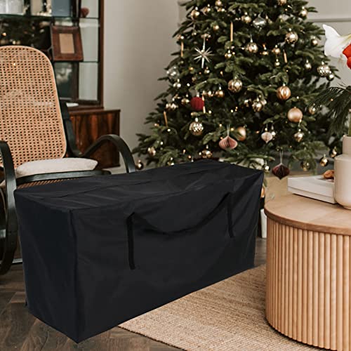 Fenghome Furniture Cushion Storage Bag, Waterproof Fabric Storage Bag With Zipper And Handles For Outdoor/Indoor Patio Furniture Clothes And Pillows And Christmas Tree, 48 X 15.3 X 21.6 Inches, Black #TOP6