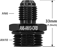 Vista 2 de 10AN Flare to 6AN ORB Macho O-ring Boss Bomba de combustible Rail Adaptador de riel de aluminio negro 2 unids