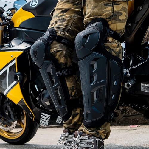 Scoyco Motorcycle Knee Shin Guard Pads for Men Anti-Slip 2 in 1 Protector Adjustable Motocross Knee Protection Armor Racing Protective Gear Large Scale Protection (2PCS,Black) - Thumbnail 2