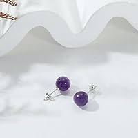 Vista 128 de Natural Stone Stud Earrings for Women 8mm Sterling Silver Genuine Gemstone Earrings Handmade Sterling Silver Crystal Stud Earrings for Women