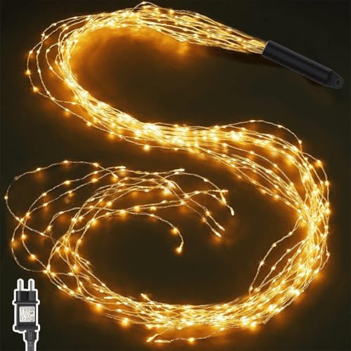 Joycome Fascio di Luce 2m 400 LED Luci a Cascata con Spina, 8 Modalità di Illuminazione Catena Luminosa, IP65 Impermeabili Luci Decorative Stringa per Natale Giardino Festa Matrimonio (Bianco Caldo)