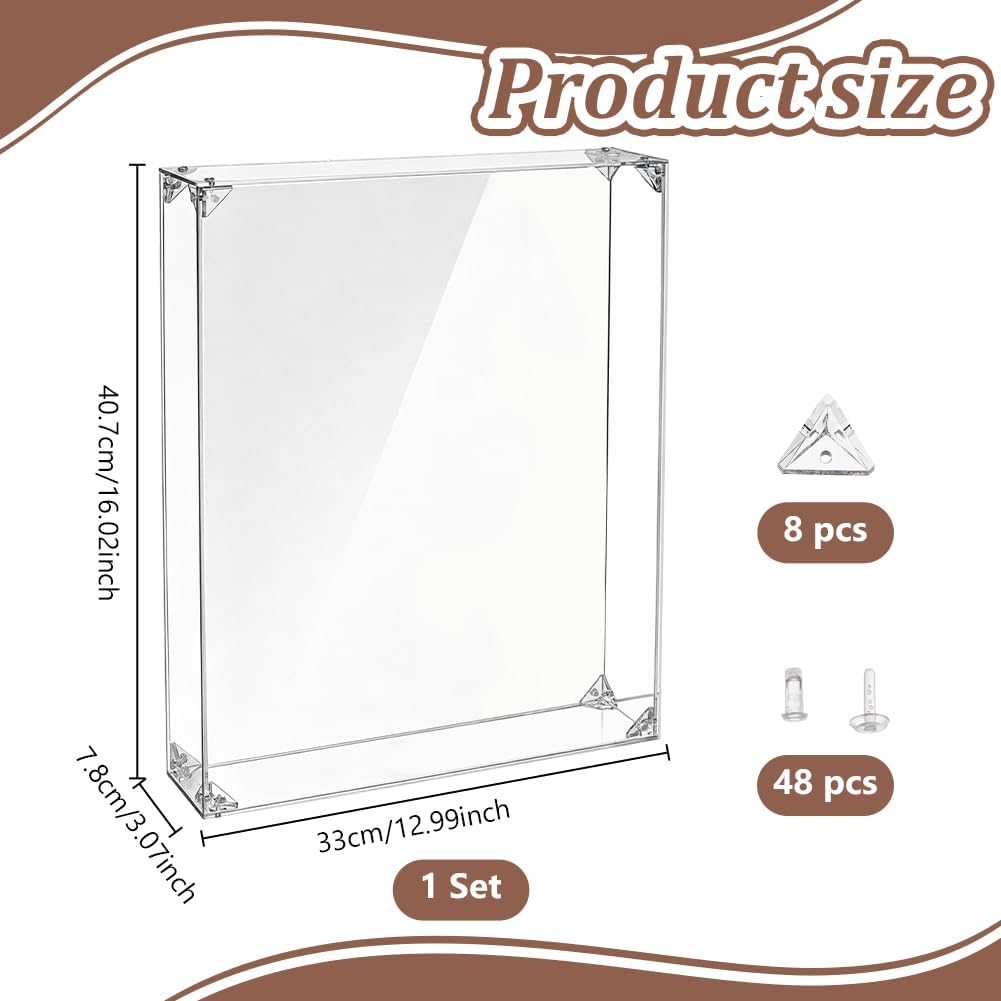 PH PandaHall Acrylic Shadow Box, 16"x13"x3.1" Assemble Display Case Clear Dried Flowers Display Cases Memory Box for DIY Crafts Photos Seashells Dried Flowers Wedding Birthday Gift