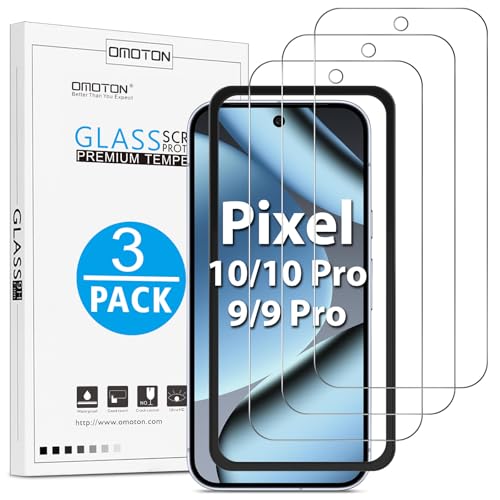 OMOTON für Google Pixel 10/10 Pro/9/9 Pro für Panzerglas mit Montagerahmen [Full Screen] TOP Bruchsicherheit Schutzfolie für Pixel 10/10 Pro Pixel 9/9 Pro 9H Härte Bläschenfrei 3 Stück