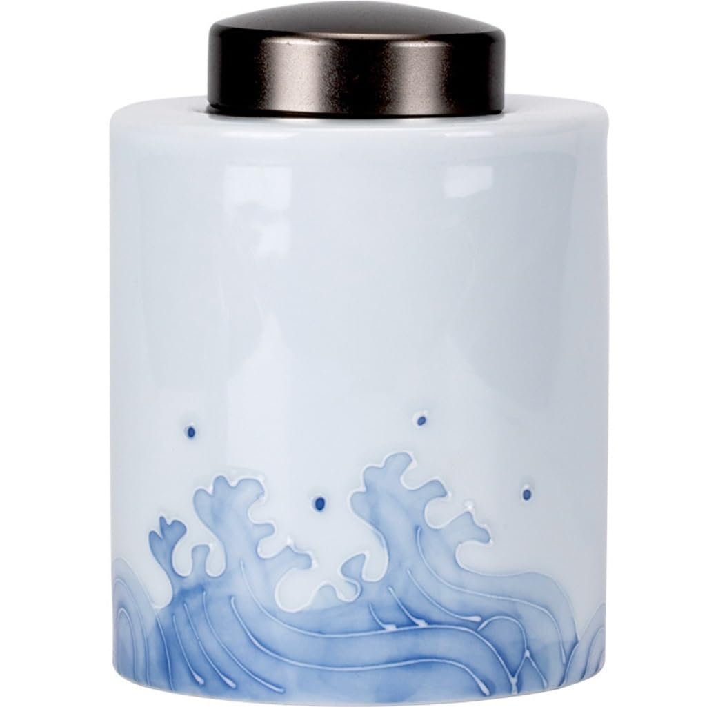 Organizador de té de cerámica: tarro sellado de porcelana caddy mediano