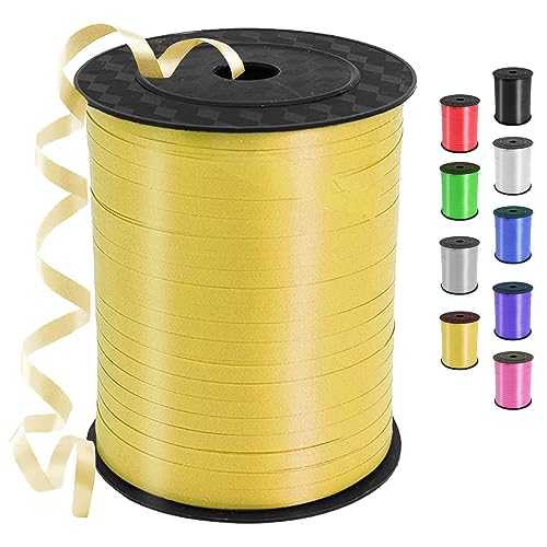 Fita de presente, 500 m / 450 m fita para balões de ouro, fita de presente para ondular, rolos de fita para embrulhar presentes, festas, decoração de casamento, florista, artesanato