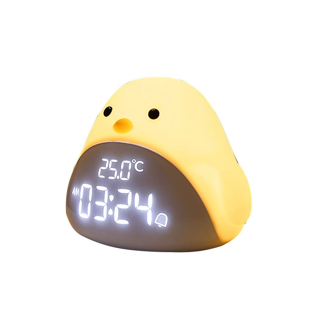 Luz De La Noche Con El Reloj De Alarma/Termómetro Función, Niños De La Lámpara De Noche, Lámpara Del Ojo De Silicona Suave, Las Luces Del Sueño Del Bebé, Recargable