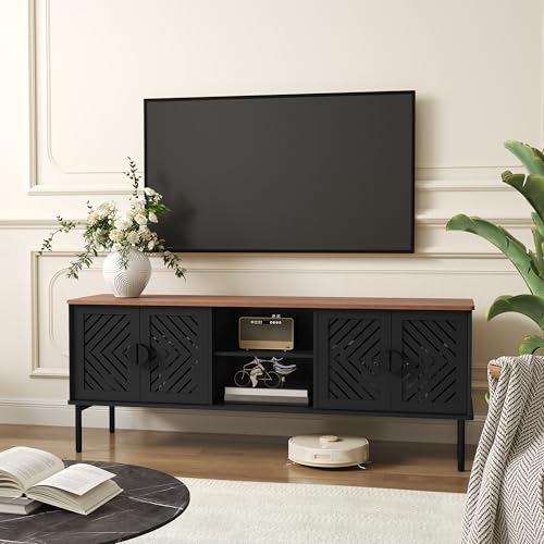 Image of ARTPOWER 63 inch Modern TV Stands,Entertainment Center with Storage,Black