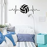 CustomVinylDecor Volleyball Heartbeat Vinyl Wall Decal Sticker | Home Decor Sticker for Teen Girl's Bedroom or Locker Room | Small, Large Sizes | Black, Pink, Gold, Purple, Many