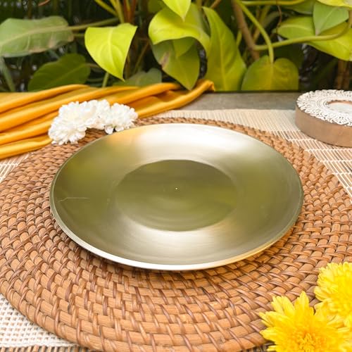 Image of 100% Pure Handcrafted Kansa Kids Thali - 8 Inch Flat Plate