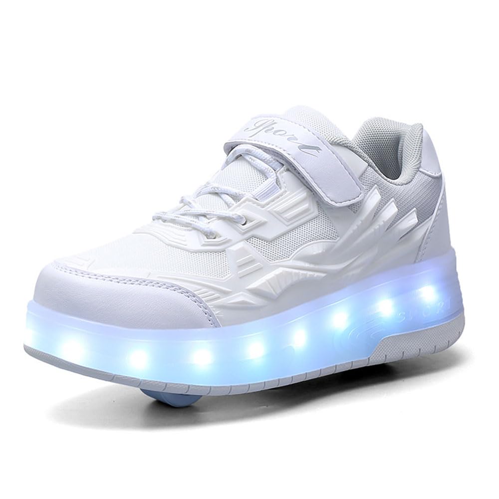 Hiseng Chaussure Roller Fille 29-41EU, Basket Roller pour Enfan Chaussure a Roulette Garcon Chaussure a Roulette Fille Garçons Chaussures Roller Roues Basket a Roulette Adolescents pour Extérieur