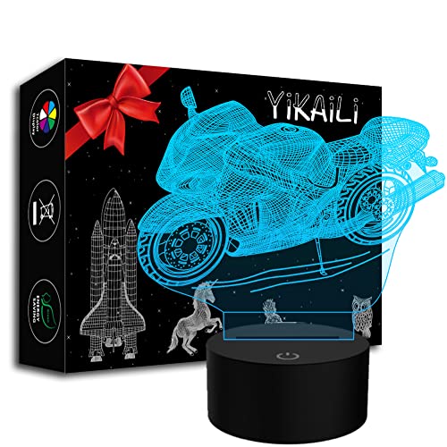YiKAiLi Lámpara de Ilusión 3D Moto LED Luz de Noche Lámpara de Escritorio Cover