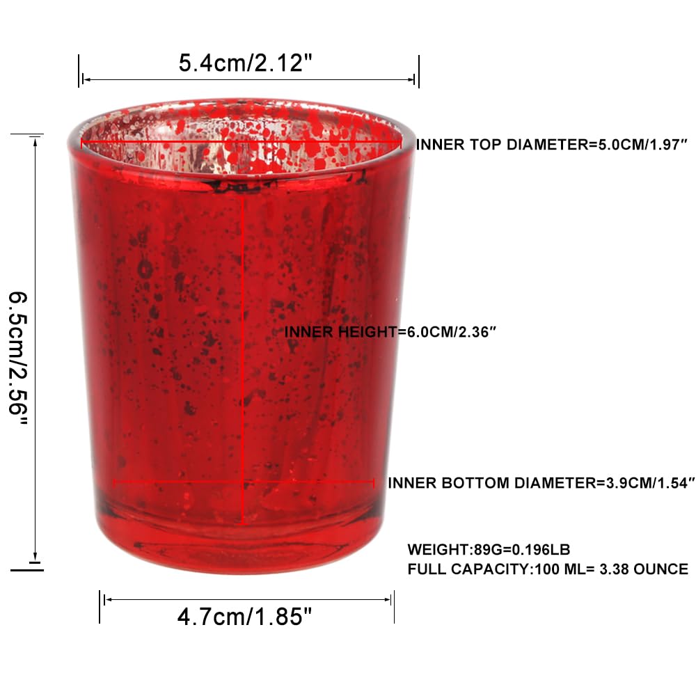 Set Di 12 Portacandele Votivi In Vetro Al Mercurio – Colore Bordeaux E Oro – Diametro 5,5 Cm, Altezza 6 Cm – Per Centrotavola, Matrimoni, Feste