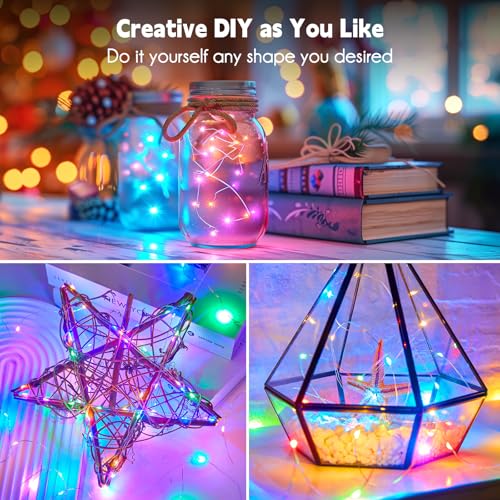 Image of Minetom Multicolored Fairy String Lights, 33 Ft 100 Led Waterproof Starry Firefly String Lights Plug in on Silver Wire, Perfect for Crafts DIY Christmas Party Wedding Bedroom Indoor Decorations