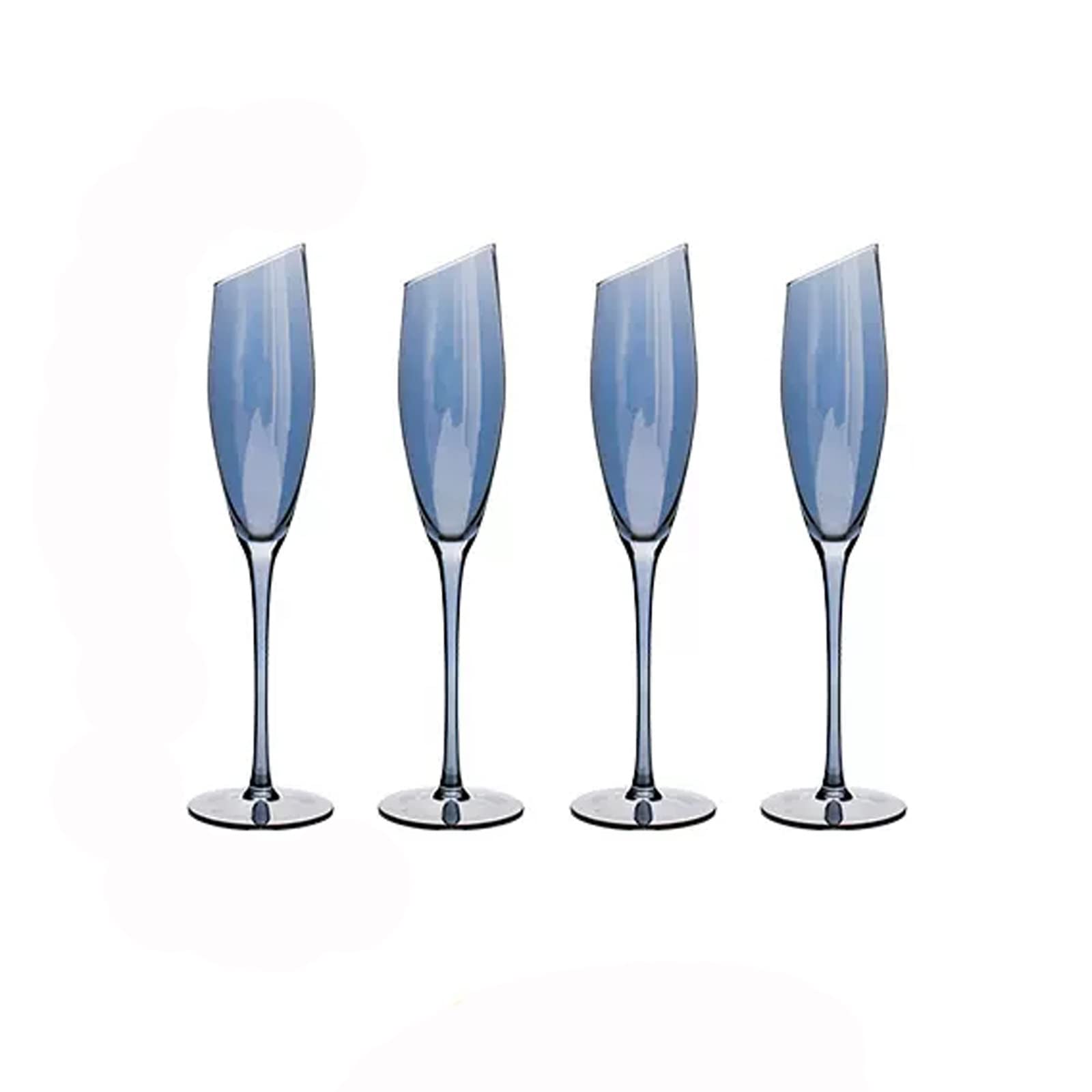 Verres à champagne Verres à champagne inclinés créatifs 180 ml Verres étincelants en verre cristal Lot de 4 Accueil Flûte à champagne de luxe Gobelets faits à la main Flûtes à champagne (Couleur : Gri