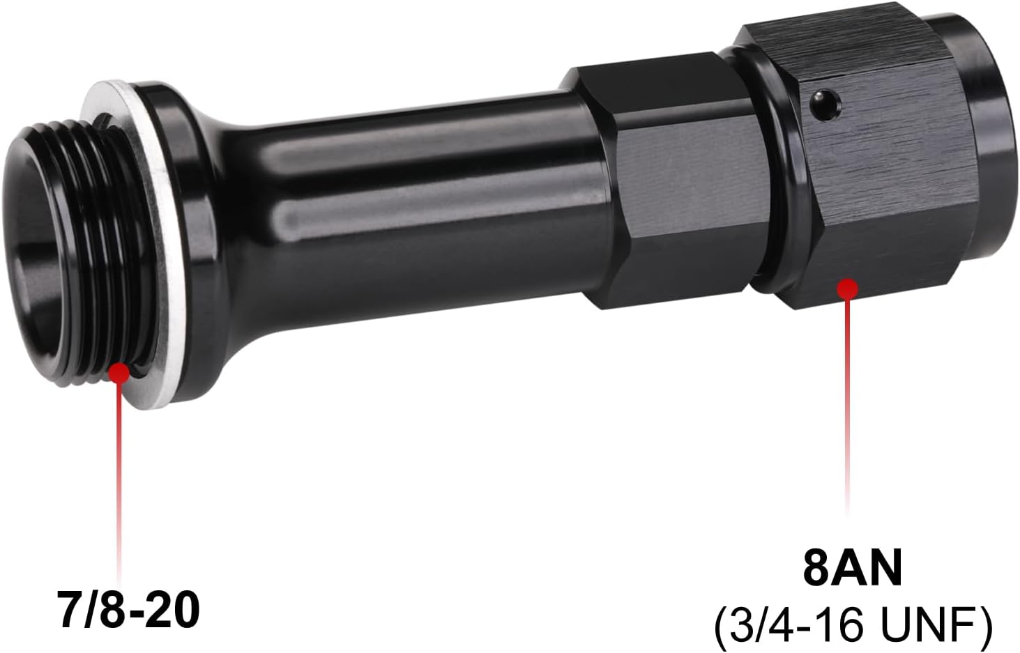 8AN Female Flare to 7/8-20 Carb Carburetor Inlet Fitting Adapter 3 Inch Extended Length Aluminum Black, Pack of 2