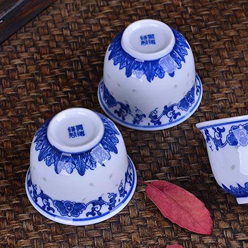 Chinese Handmade Kungfu Tea Cup 80 Ml,Bone China Blue And White Tea Cups Set Of 3,Ceramic Tea Mugs Without Handles,Best Gift #TOP5