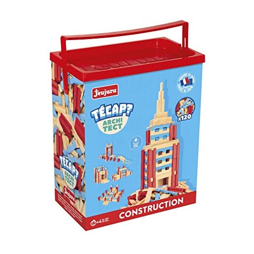 Jeujura - Tecap Architect - Jeux de Construction - Baril de Planchettes - 120 Pieces - Pour construire maisons, châteaux, tours, ponts... Fabriqué en France - 8346