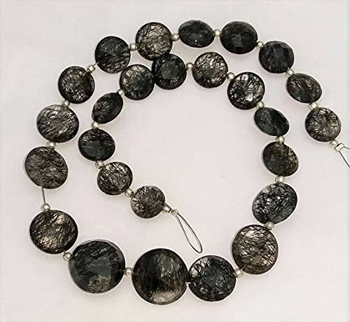 Quartz rutilé noir naturel de qualité supérieure, perles facettées LKBEADS E1311