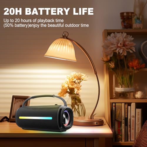 JIAYAOKJXX Portable Bluetooth Speaker, Waterproof Wireless Speaker with RGB Colorful Lights, 20W Loud Stereo Sound & Deep Bass, TWS Pairing, for Outdoor, Party, Beach, Camping, Home-Black - image 2