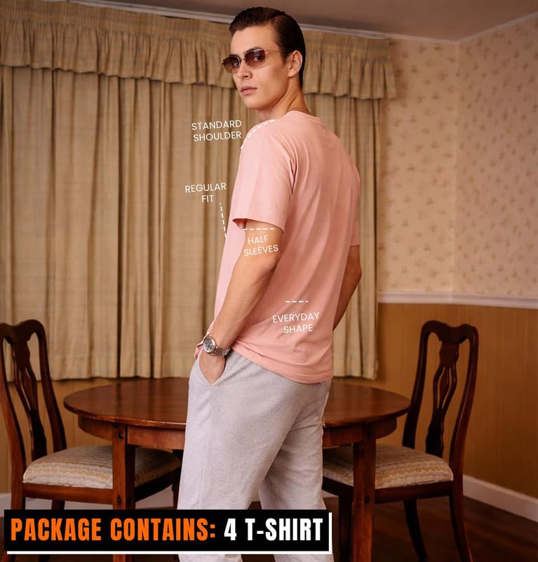 Image of Sleepynuts Men's Regular Fit Round Neck Half Sleeves Solid Casual Wear T-Shirt