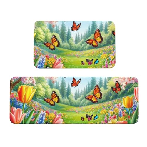 Tapetes de cocina cómodos para el suelo en set de 2 piezas decorativas 2