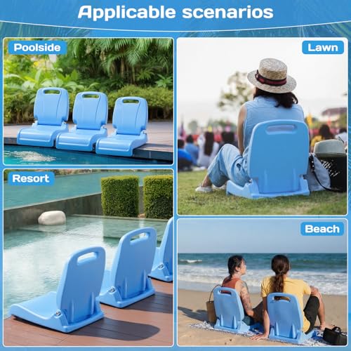 AceOrbit 4 Pcs Pool Chairs Foldable Poolside Chairs for Edge of Pool, Portable Seat for Outdoor Beach, Stadium, Durable ABS Plastic with Back Support (Blue) by AceOrbit - Image 7