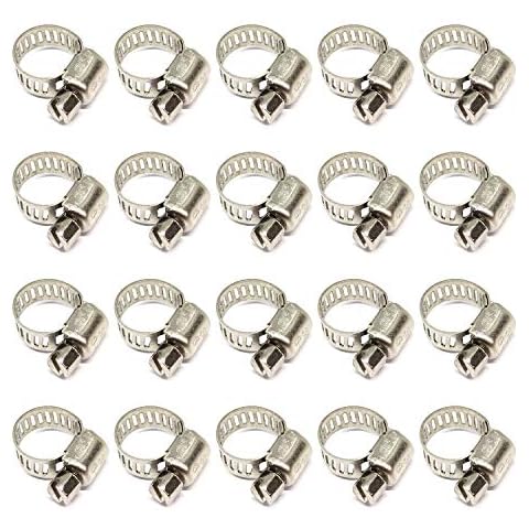 20 Pcs Hose Clamp in 304 Stainless Steel Clip for Soft Pipe with Outer Diameter Range 6-12mm, Clip Width 8mm, Sturdy and Rust Resistant Duct Clamp Cover