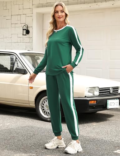 Image of Marvmys Women Long Sleeve Tracksuits Fashion 2 Piece Lounge Set Travel Outfits Jogger Set