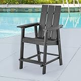 SANLUCE Outdoor Adirondack Bar Chair Patio Plastic Single Chairs All-Weather Resin Lounge Chair for