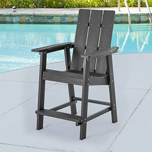 Sanluce Outdoor Adirondack Bar Chair Patio Plastic Single Chairs All-Weather Resin Lounge Chair For Patio, Lawn, Backyard, Deck Grey #TOP1