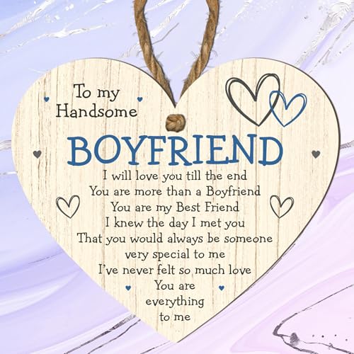 To My Handsome Boyfriend Heart Plaque – Romantic Gift for Boyfriend – MDF Wooden Hanging Sign with Love Quote – Best Friend and Boyfriend Gift for Anniversary, Valentine's Day, or Just Because - Image 4