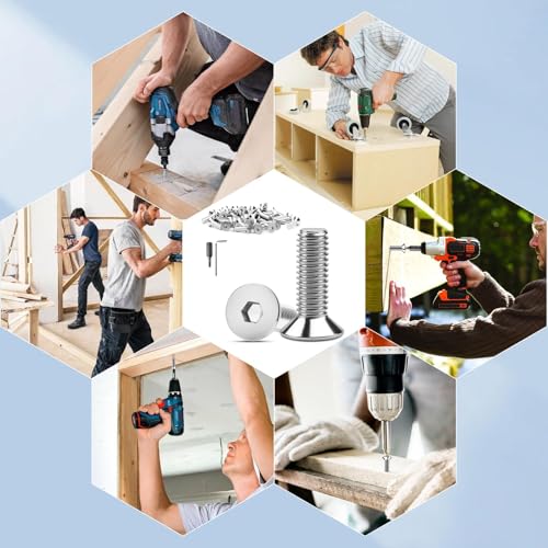 XRXYMQ 20 Stück Senkkopfschrauben M8 x 25 mm Edelstahl Schrauben Senkkopfschrauben Edelstahl 304 Senkkopf Innensechskant Schrauben mit Innensechskant Schlüsseln Elektrischer Schraubendreherkopf