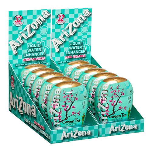 AriZona Green Tea with Honey and Ginseng Liquid Water Enhancer LWE (Pack of 10), Low Calorie Single Serving, Liquid Drink Mix, Just Add Water for Deliciously Refreshing Iced Tea Drink Lee