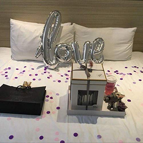 Haiops Giant Diamond Ring Balloon Love Balloon Jumbo Foil Balloon Handwriting Letter Giant Celebration Balloon Romantic Wedding Bridal Shower Anniversary Engagement Party Decoration (Silver) #TOP3
