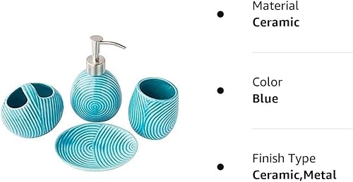 Miniatura 2 de Comfify - Juego de accesorios de baño de cerámica de 4 piezas, color azul