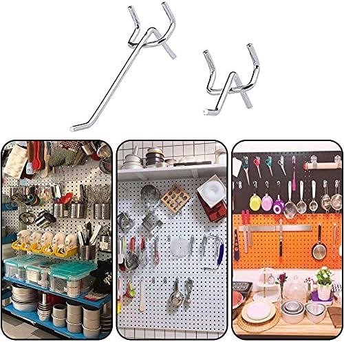 Rayong Pegboard Hooks 30Pcs (5cm & 10cm) Metal Pegboard Hooks Single Steel Pegboard Hooks Board Hooks Panel Display Hooks for Retail Display Store Supermarket Kitchen Home