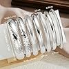 YEEZII Gold Bangle Bracelets for Women, 7Pcs 14K Gold Plated Boho Indian Multi Stackable Textured Bracelets, Chunky Bangles Set for Women Jewelry Gifts (Gold-F) #3