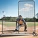 Sturdum Baseball L Screen with Wheels for Batting Cage, 7x7ft Pitcher Protector Net for Pitchers Protection, Includes Pitchers Glove,Training Ball, Portable Carry Bag