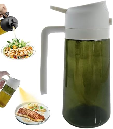 Kitchen Maiden 2 en 1 dispensador de aceite, dispensador de aceite de oliva 2024 nuevo Kitchenmaiden 2 en 1 rociador de aceite para cocinar, botella