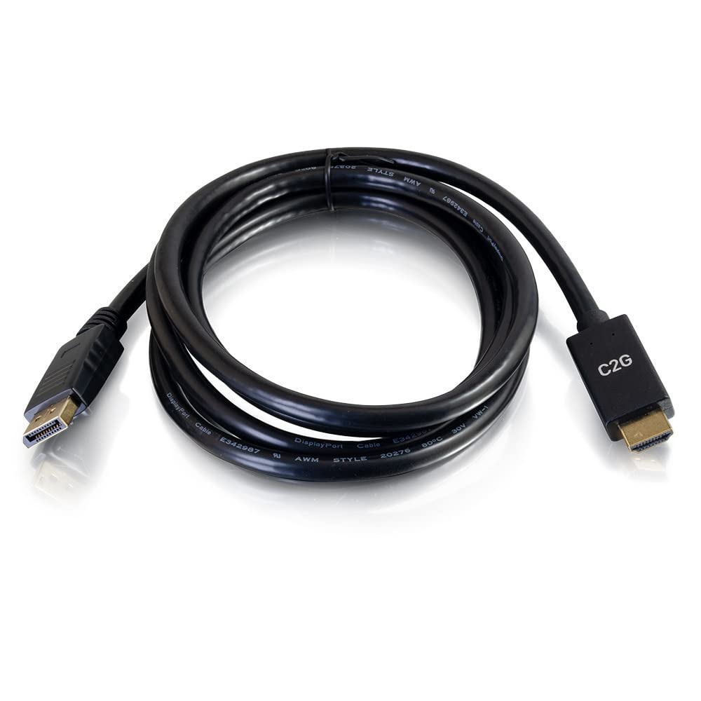 C2G Câble adaptateur passif DisplayPort™ mâle vers HDMI® mâle 1,8 m – Ultra HD 4K 30 Hz DP vers HDMI – Noir