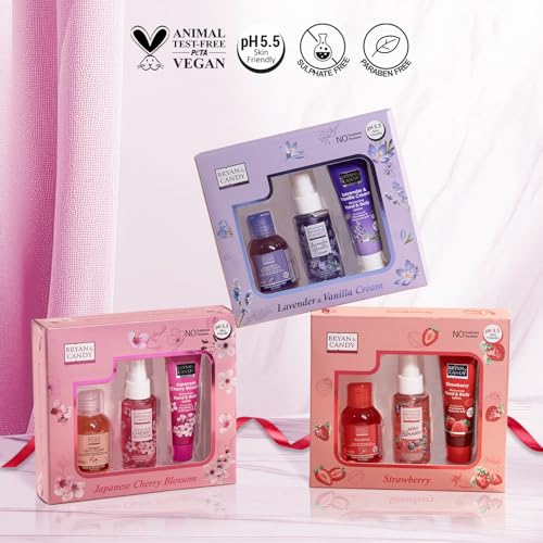 Image of Bryan & Candy Bath Kit Gift set for Women 100% Vegan,Ph5.5 Skin Friendly (Cherry Bath Kit)