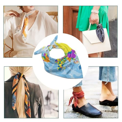 Silk Scarf Lightweight Square Neckerchief for Women's Neck Hair Head4