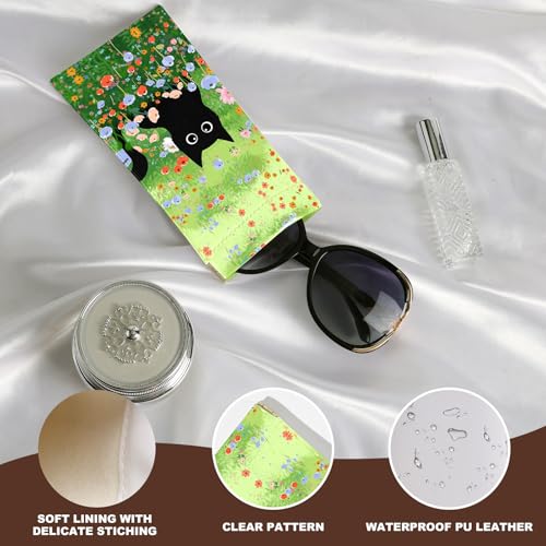 Image of Anikathy 2Pcs Sunglass Eyeglass Glasses Case Soft PU Leather with Cleaning Cloth Cute Glasses Pouch Bag for Men Women Girs