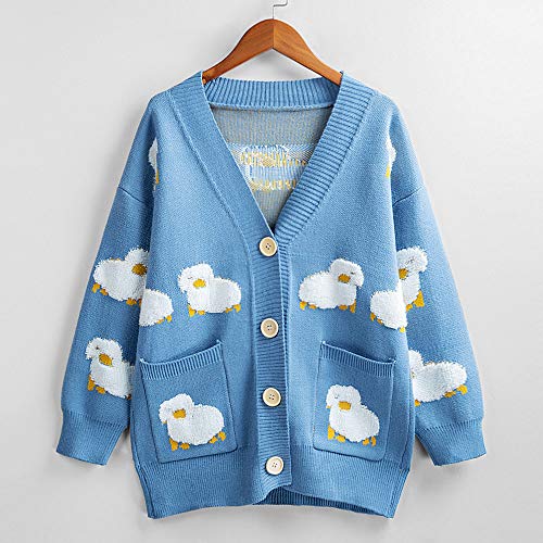 Staright Casaco feminino superdimensionado de tricô Cardigan Jaquetas casuais bonitos botões de ovel