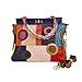 Sibalasi Women’s Multicolor Boston Bag Colorful Tote Leather Bag Unique Genuine Leather Handbag Designer Purse (Circles)
