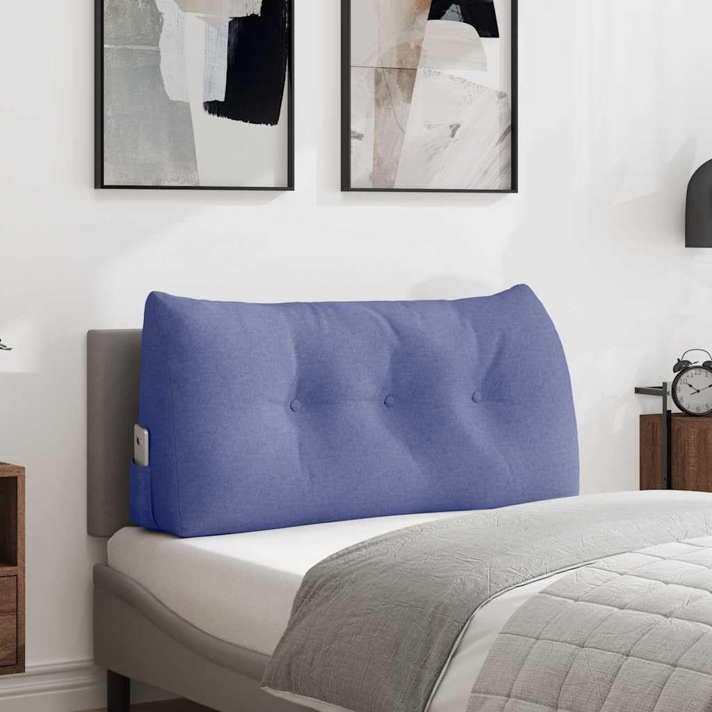 Rückenkissen 100 x 24 x 50 cm, Ergonomisches Sofakissen in Jeansblau, Weiches Lesekissen für Bett & Wohnzimmer, Dekokissen mit Samt-Optik & abnehmbarem Bezug