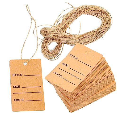 LckCryspho 紐付き200本 手書き値札 クラフトタグ ? 衣類や工芸品に最適 紙ラベル 小さなラベル 麻ひも付き