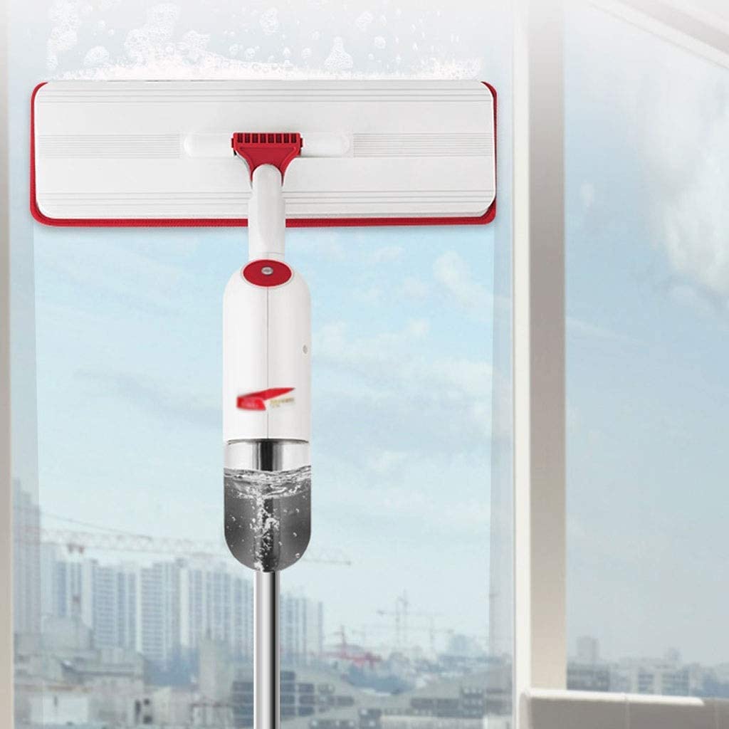Trapeador de polvo Fregona para limpieza de suelos con almohadillas de microfibra para fregona y depósito de agua de 350 ml Fregona plana con rotación de 360° Fuerte absorción de agua Profesional