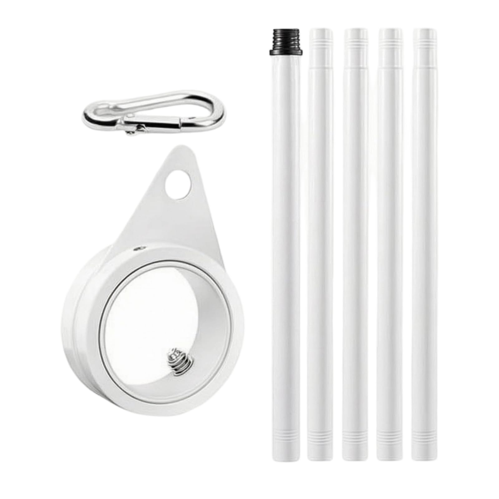 45 Degree Wall Mount Flagpole Bracket Glossy White Finish Angled Flagpole Bracket Adjustable Flag Pole Holder, 6FT 5-Section White-picture-21