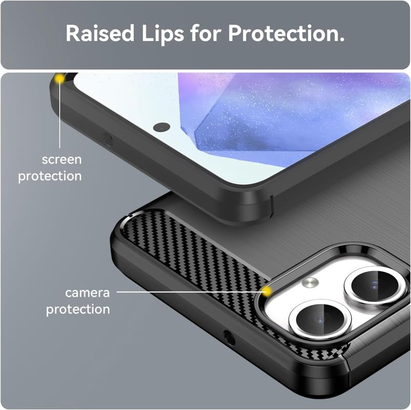 Image of NPRC Hybrid Ultra Slim Protective Case TPU Non-Slip Carbon Fiber Texture Shockproof Case Cover for Samsung Galaxy A06 - Black